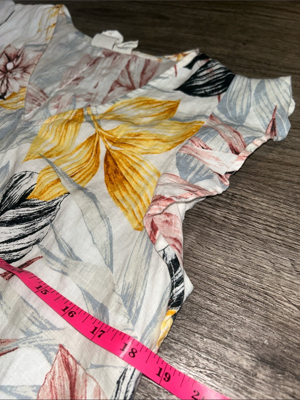 C&C California 100% Linen Floral Shift Dress Women’s Medium Pink Yellow Tropical - Picture 7 of 8